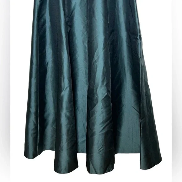 NWT Alfred Sung Hunter Green Strapless Bias Cuff Bodice Satin Gown, Pockets, 14R - Picture 11 of 15
